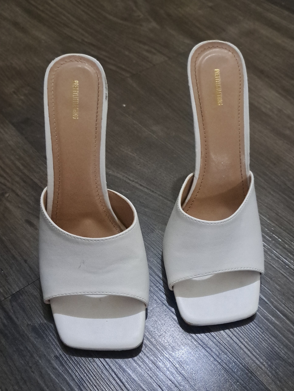 Women's White Square Toe Slide Heels By Pretty Little Things